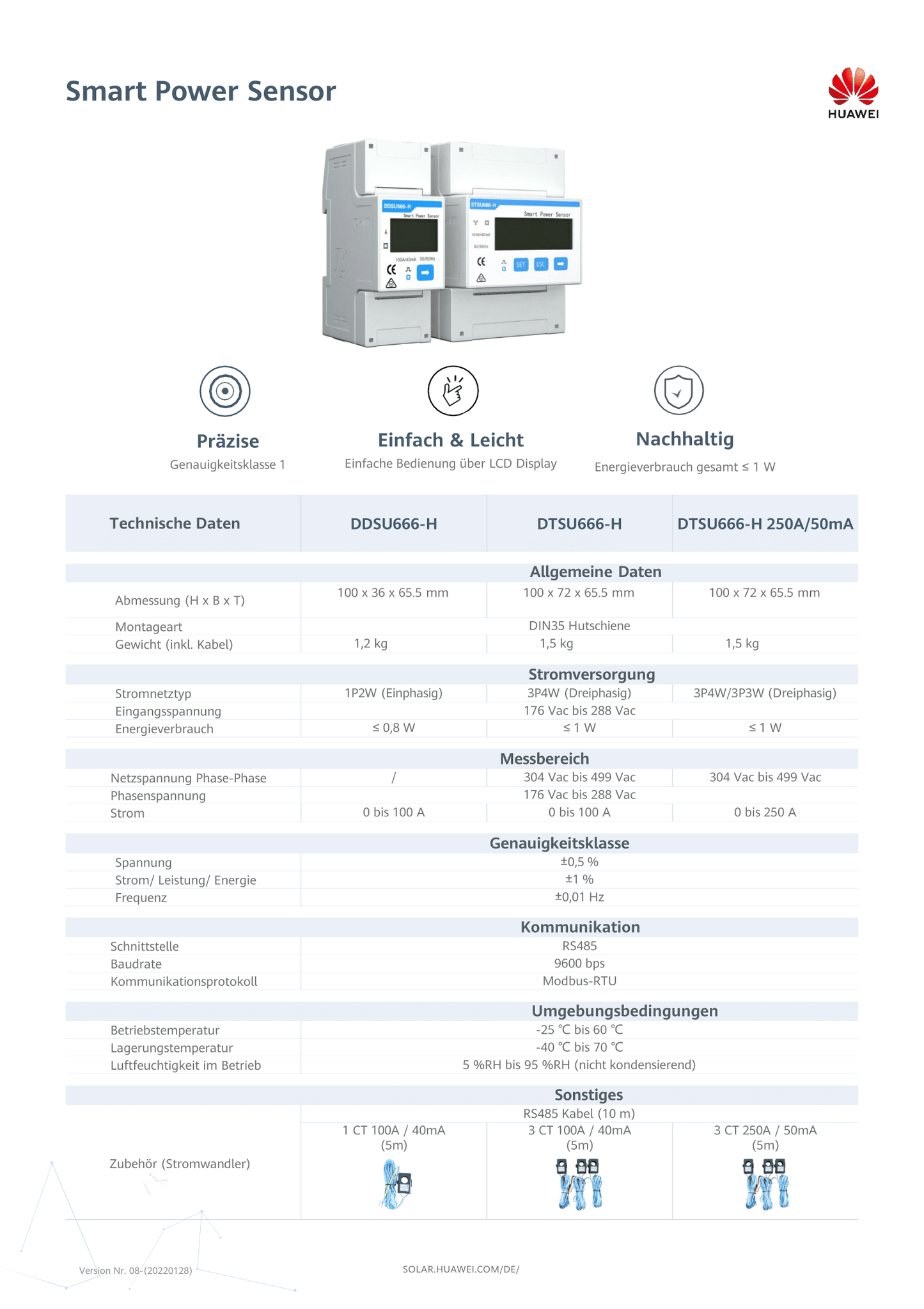 Huawei DTSU666 H 3 Phasen Smart Power Energy Meter 3x 100A CT Sensoren