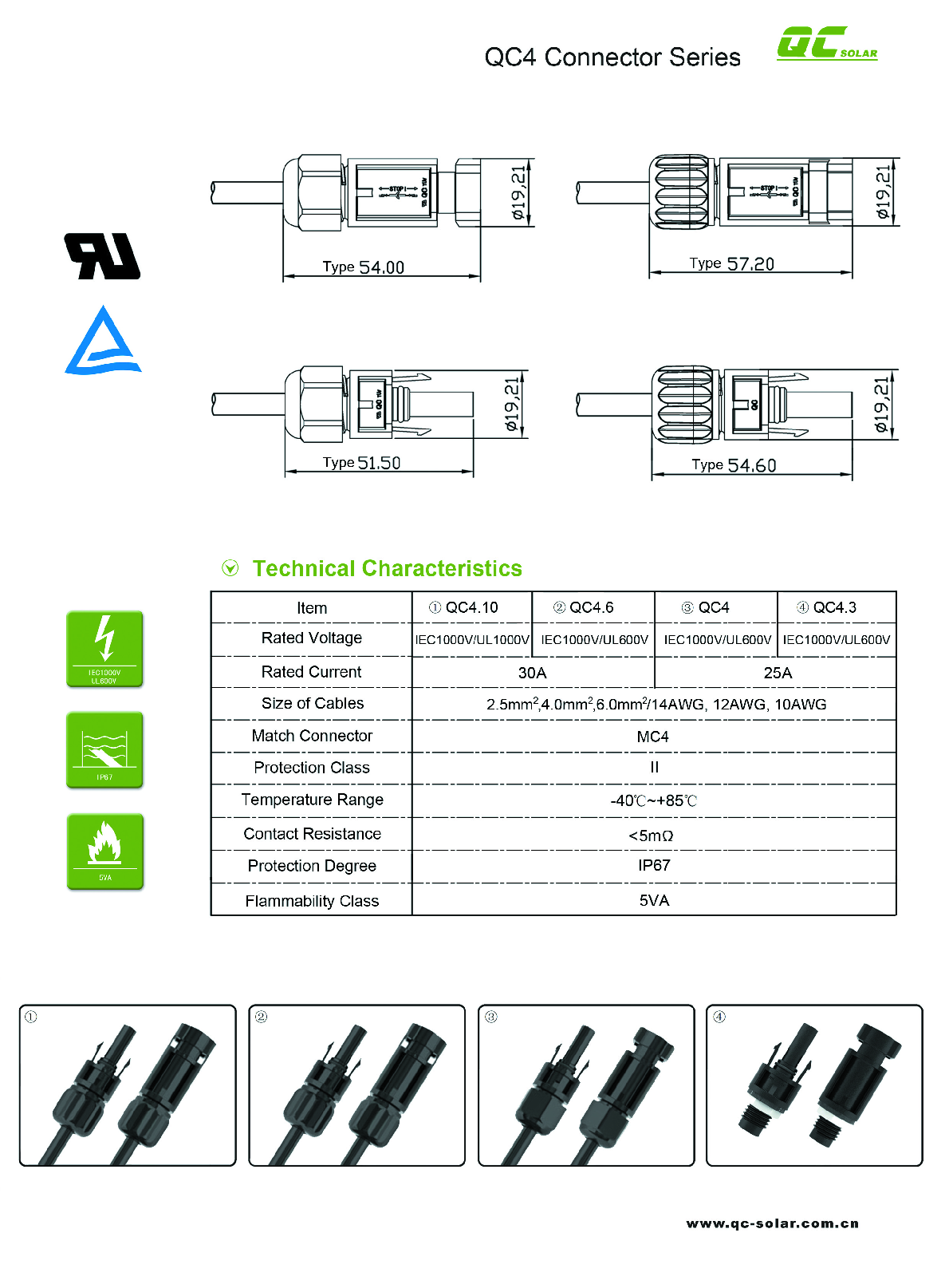 Quick Contact QC4.10 35 1500V Steckverbinderpaar für JA Module