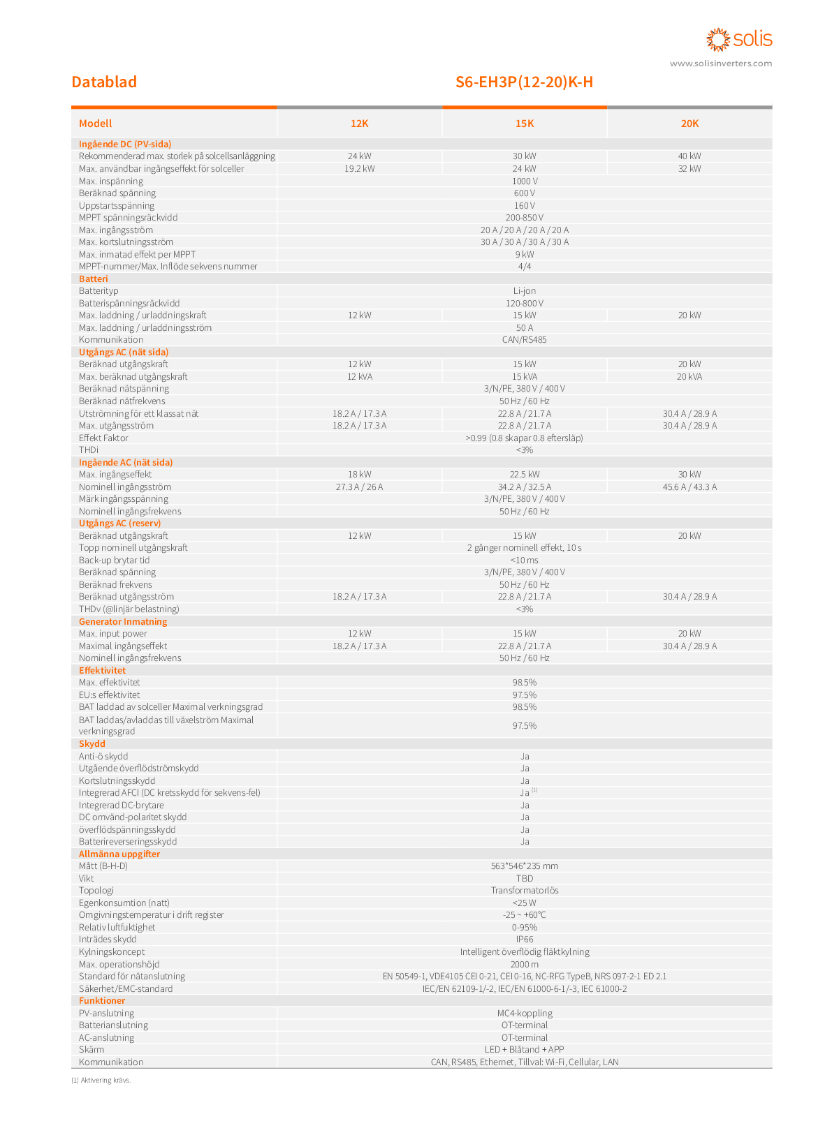 Solis S6 15 kW 3 Phasen HV Hybrid Wechselrichter EH3P