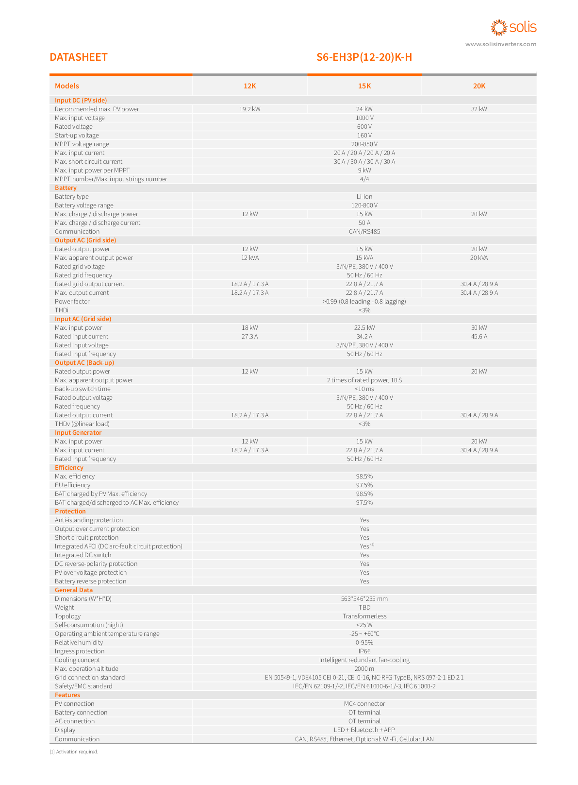 Solis S6 EH3P 12 kW 3 Phasen HV Hybrid Wechselrichter