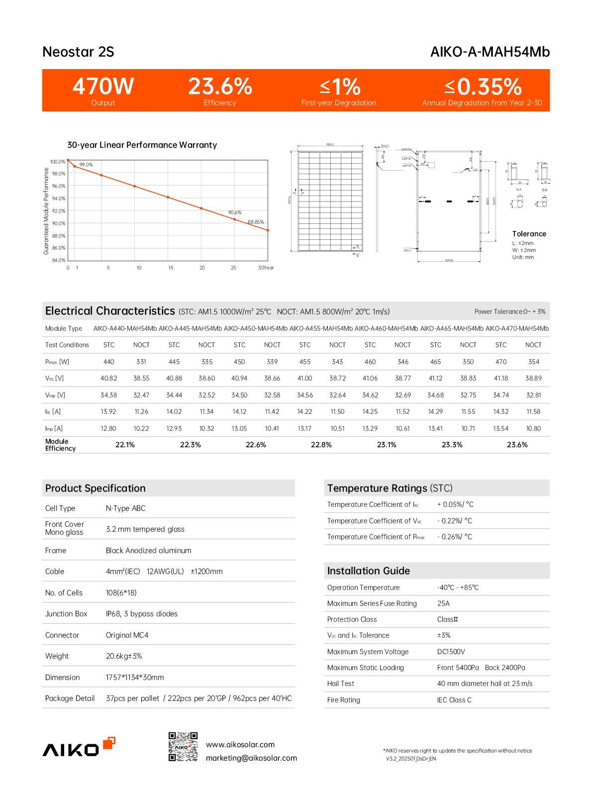Aiko PV Modul Solar Panel Neostar 2S 465W All Black Gen 2