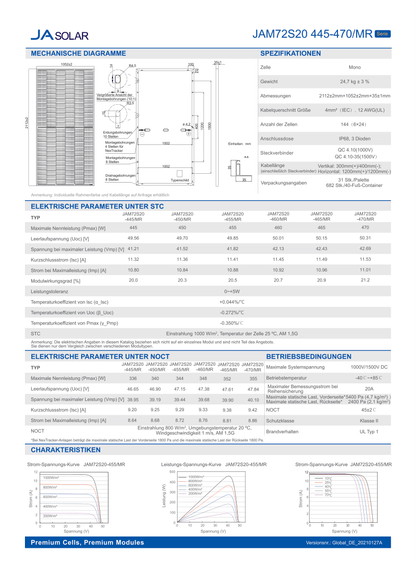 JA Solar PV Modul Solarpanel 455 Watt Mono PERCHalbzellenMC4 Rahmen silber