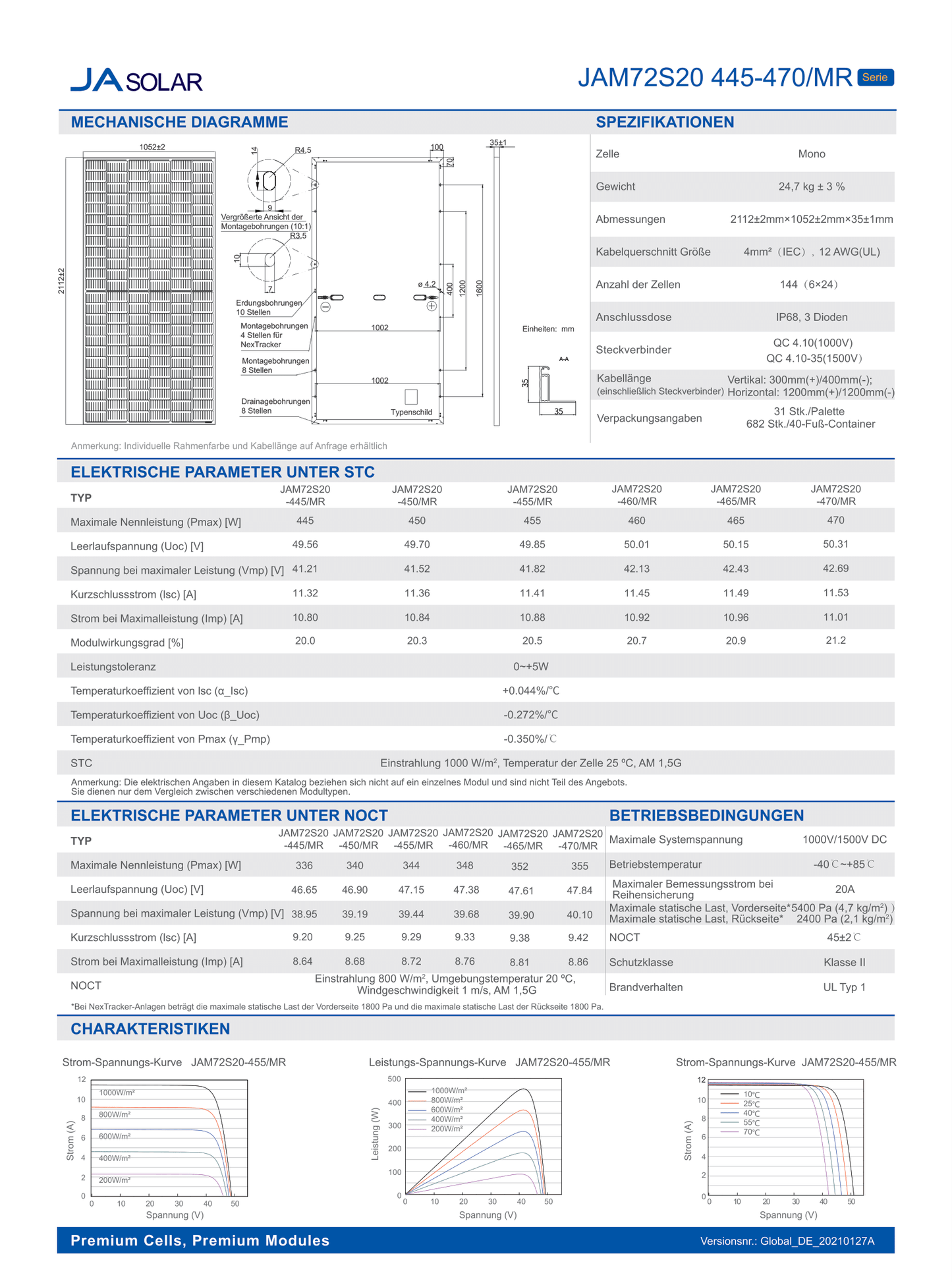 JA Solar PV Modul Solarpanel 465 Watt Mono PERCHalbzellenMC4 Rahmen silber