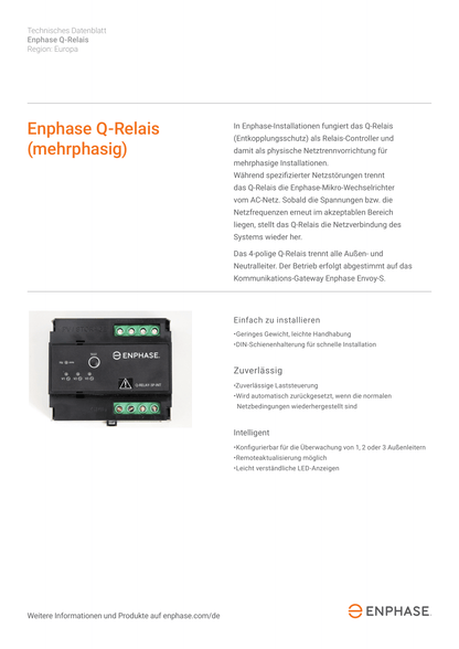 Enphase Q Relay Relais 3 Phasen Netztrennvorrichtung Q RELAY 3P INT