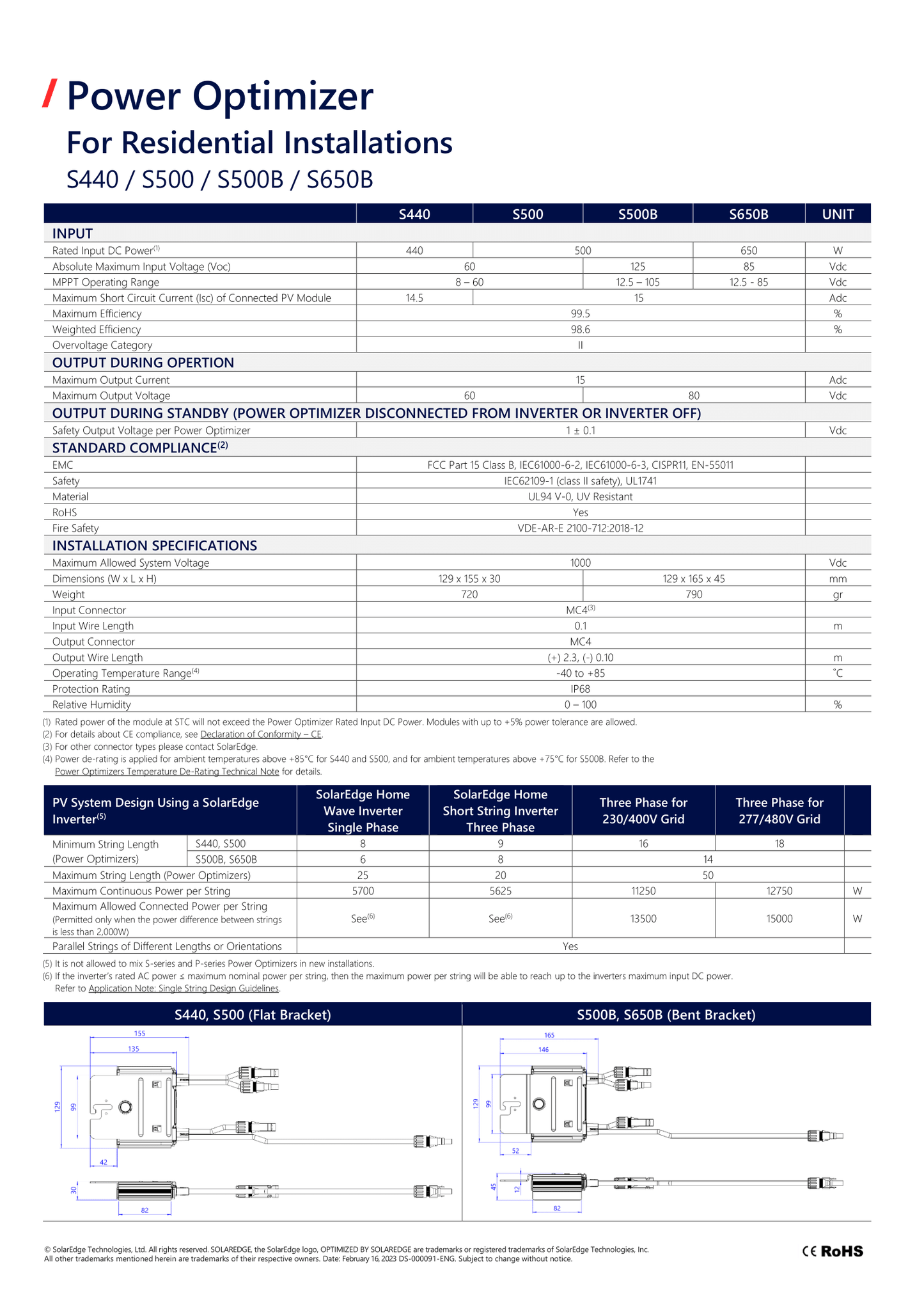 SolarEdge S500B Leistungsoptimierer für Solar PV Modul bis 500 Watt 15 A