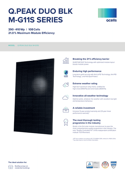 Qcells PV Modul Solarpanel 405 Watt Mono Q PEAK Duo BLK M G11S All BlackHQC4