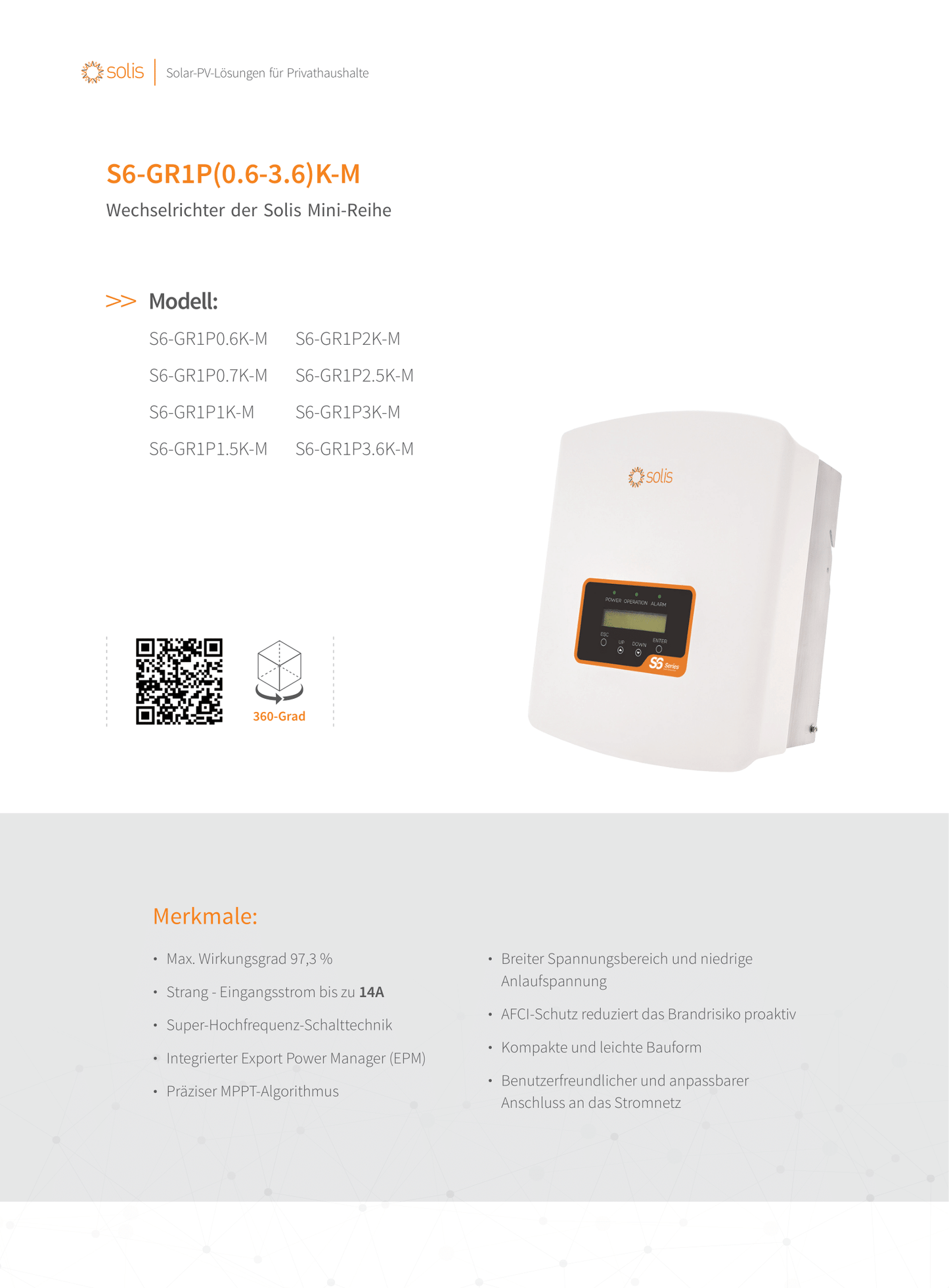 Solis Wechselrichter 2.5kW Mini S6 1 MPPT mit DC Freischalter