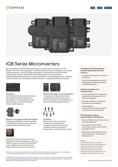 Enphase IQ8MC 54 bis 72 Zellen Mikro Wechselrichter 330 VAC MC4