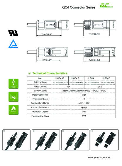 Quick Contact QC4.10 35 1500V Steckverbinderpaar für JA Module