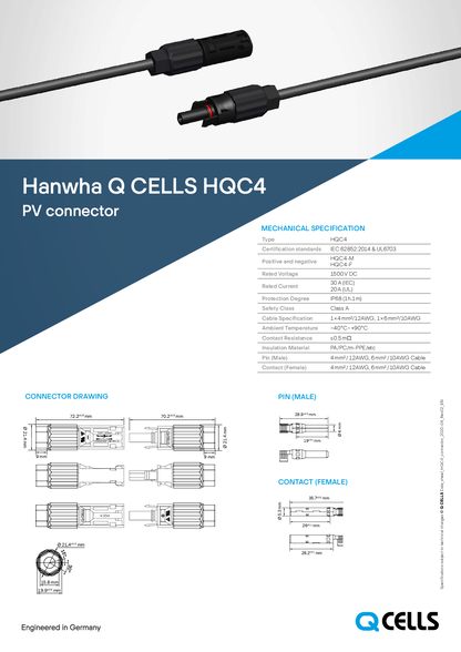 Qcells HQC4 Steckerpaar 1x Stecker 1x Buchse