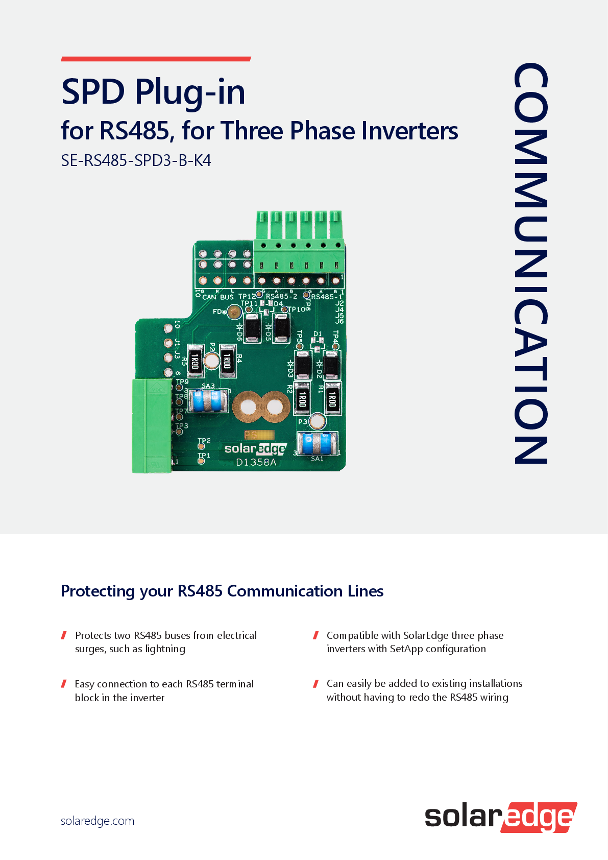 SolarEdge RS485 K4 Überspannungsschutz Kit für Dreiphasen Wechselrichter