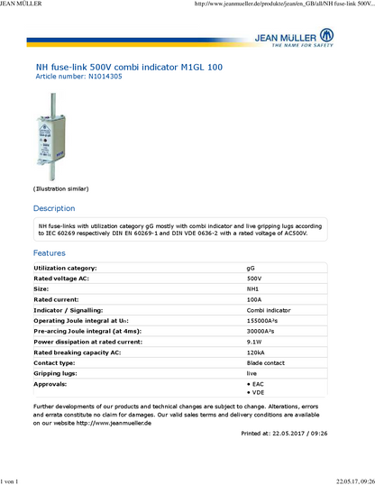 Jean Müller KETO 00 Sicherungshalter Lasttrennschalter 2x 80 A Sicherung