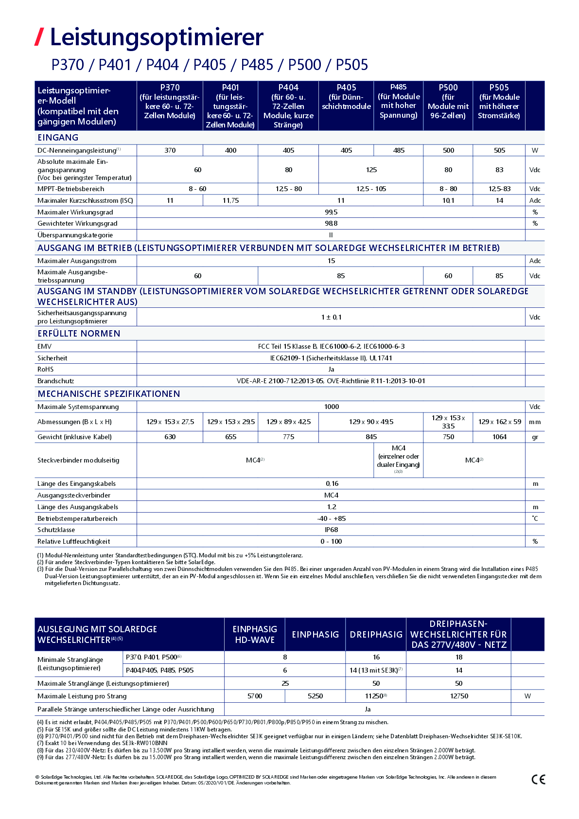 SolarEdge P505 Leistungsoptimierer 505W MC4