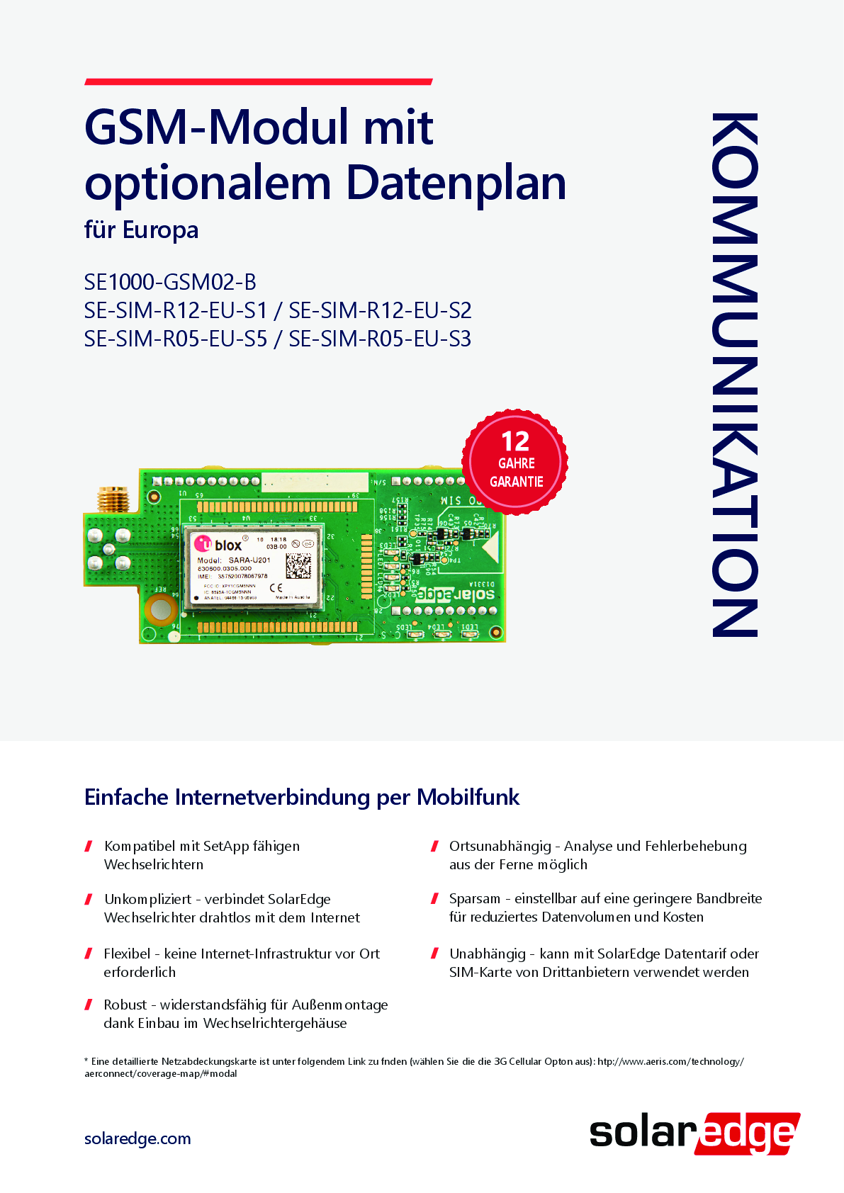 SolarEdge LTE Modem für 1ph 3ph Wechselrichter mit SetApp Konfiguration