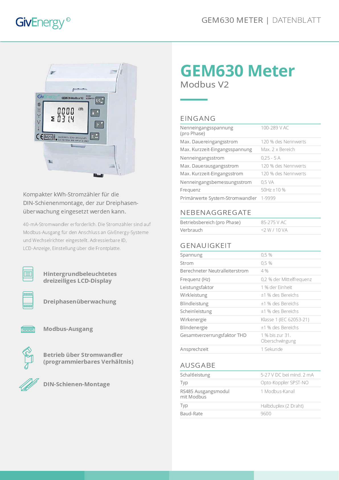 GivEnergy SDM630 3ph Meter mit Stromwandlern