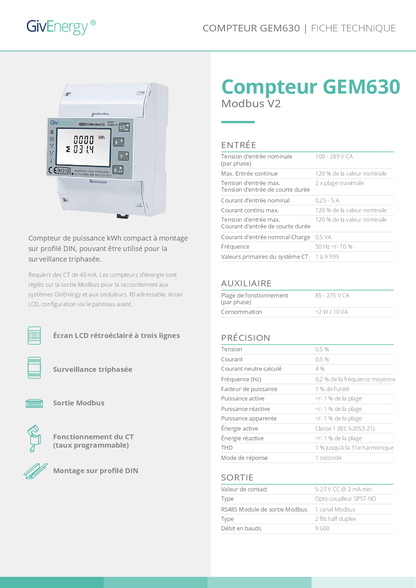 GivEnergy SDM630 3ph Meter mit Stromwandlern