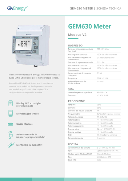 GivEnergy SDM630 3ph Meter mit Stromwandlern