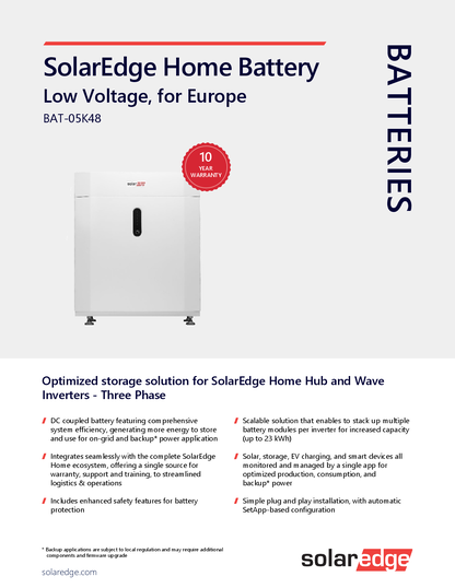 SolarEdge Kabelsatz Batterie zu Wechselrichter für SE*K RWB