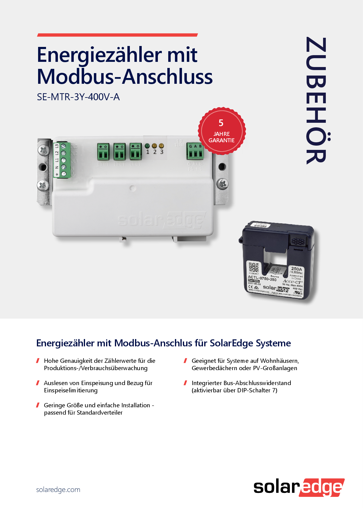 SolarEdge Energiezähler mit Modbus Anschluss 1ph 3ph nur EU