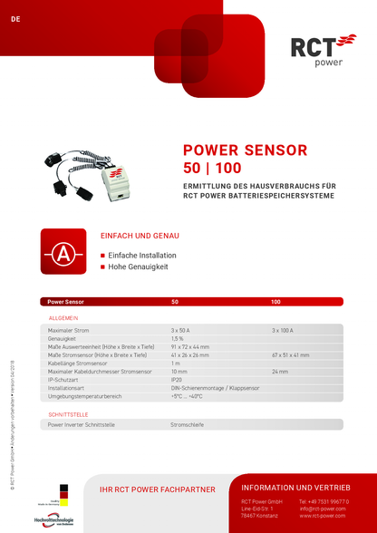 RCT Power Power Sensor mit 3 x 50 A