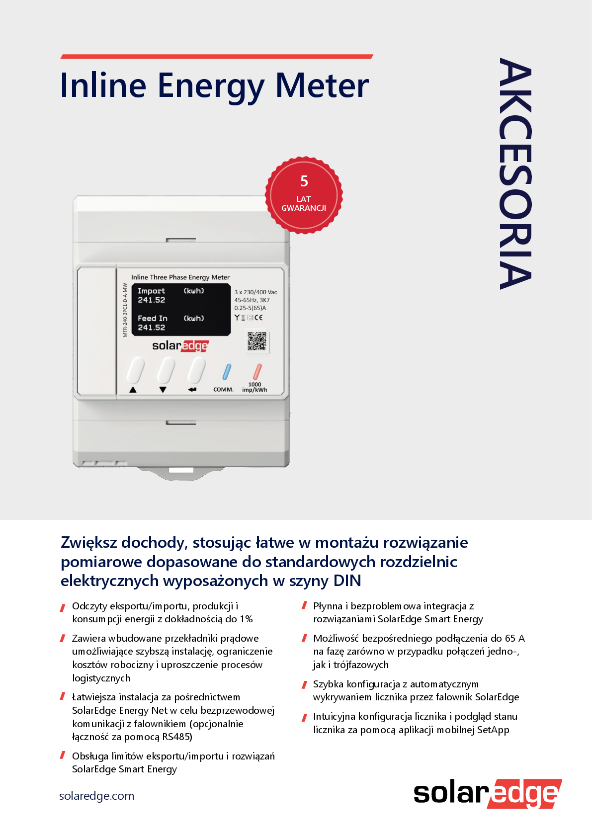 SolarEdge Home Inline Energiezähler mit Energy Net 3ph 230 400V 65A