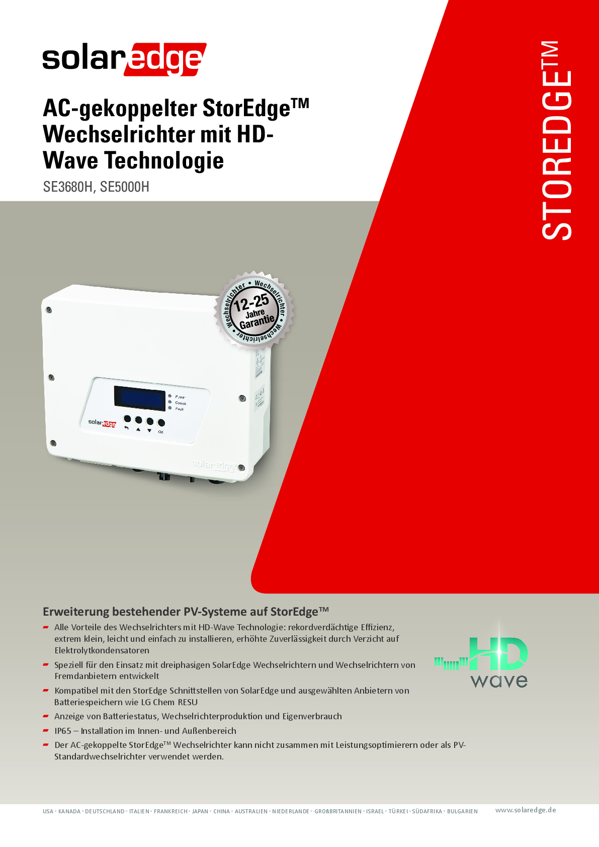 SolarEdge SE5000H HD Wave APP AC gekoppelt