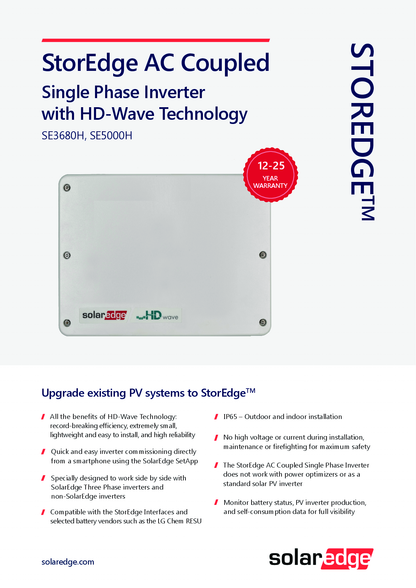 SolarEdge SE5000H HD Wave APP AC gekoppelt