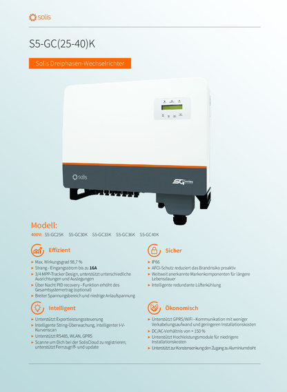 Solis 30kW S5 3ph 3MPPT DC