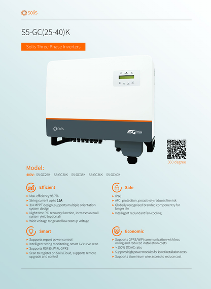 Solis 30kW S5 3ph 3MPPT DC