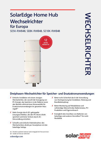 SolarEdge StorEdge SE8K 3ph RWB 48V