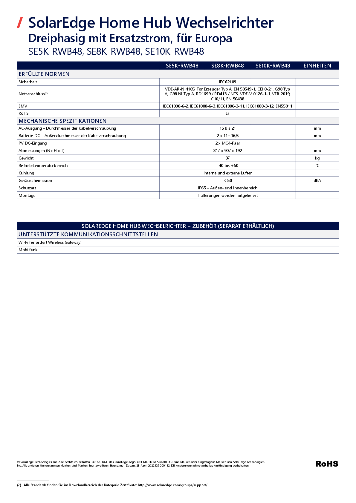 SolarEdge StorEdge SE8K 3ph RWB 48V