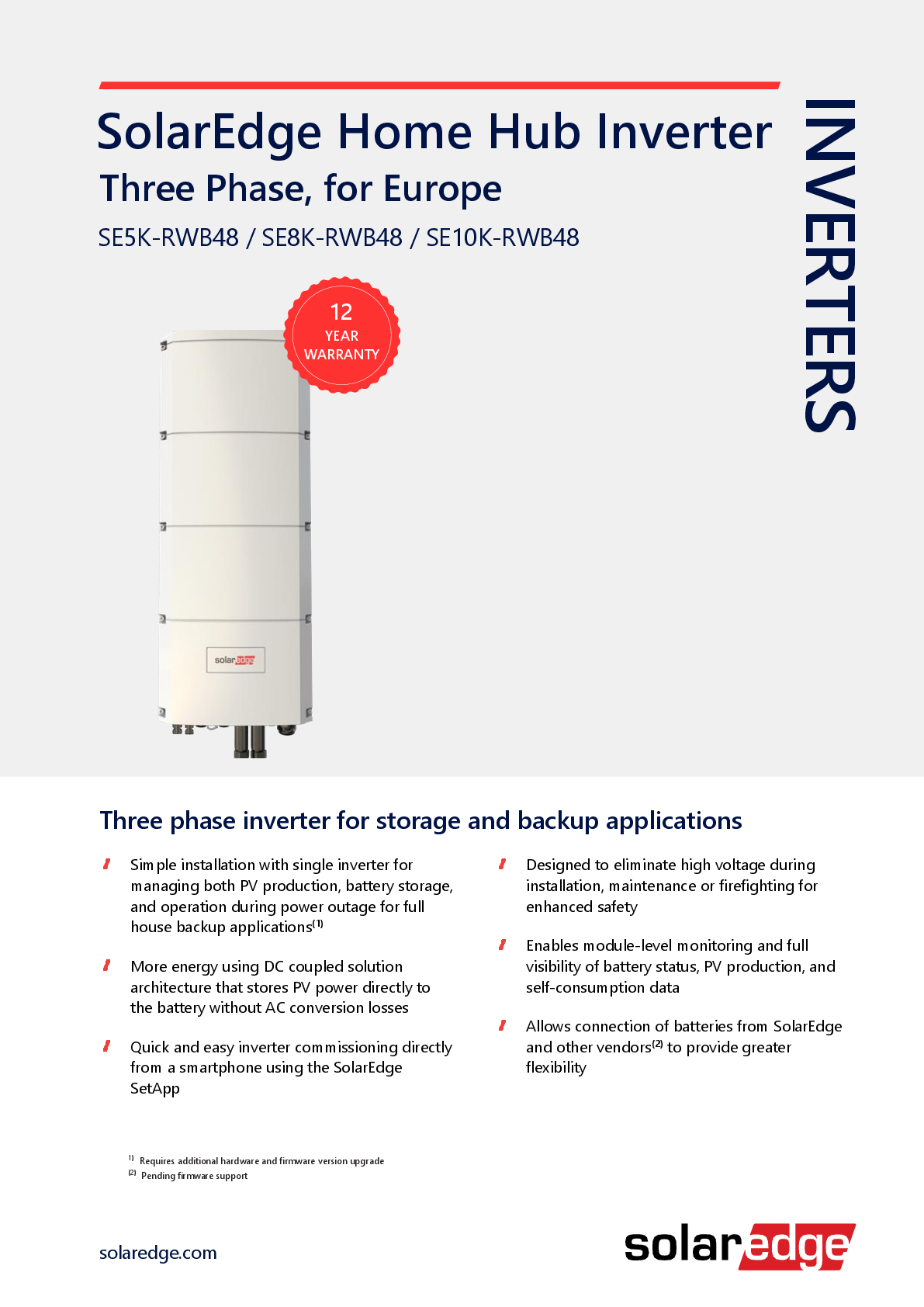 SolarEdge StorEdge SE10K 3ph RWB 48V