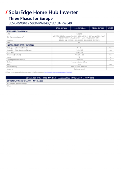 SolarEdge StorEdge SE10K 3ph RWB 48V