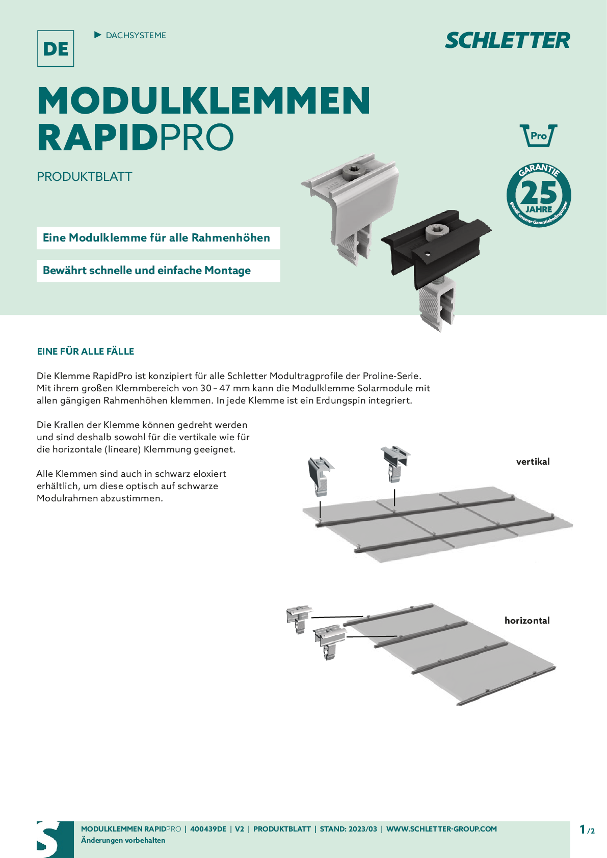 Schletter Endklemme Rapid 16 30-40mm silber