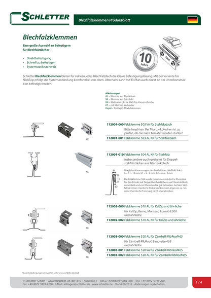 Schletter Falzklemme 510 AL Rapid für KalZip