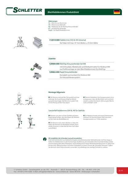Schletter Falzklemme 510 AL Rapid für KalZip