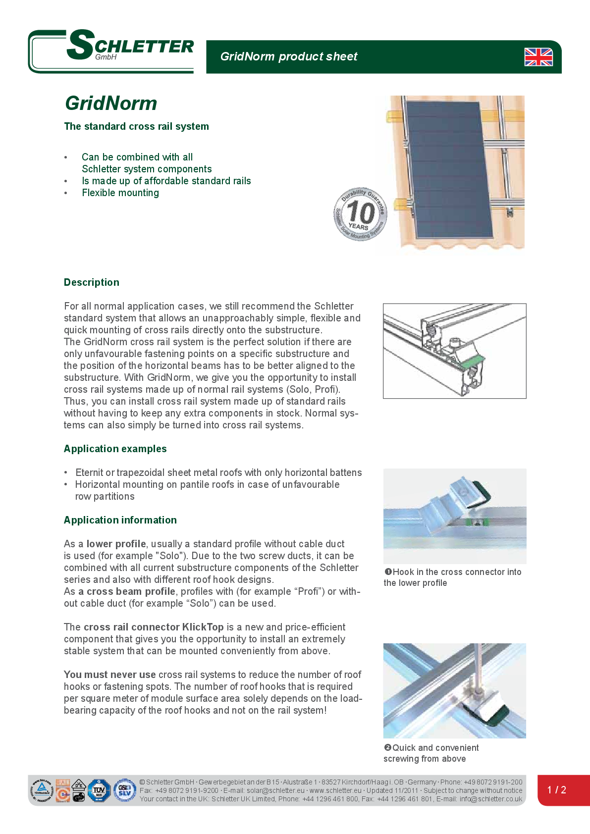 Schletter Rapid Kreuzverbinder