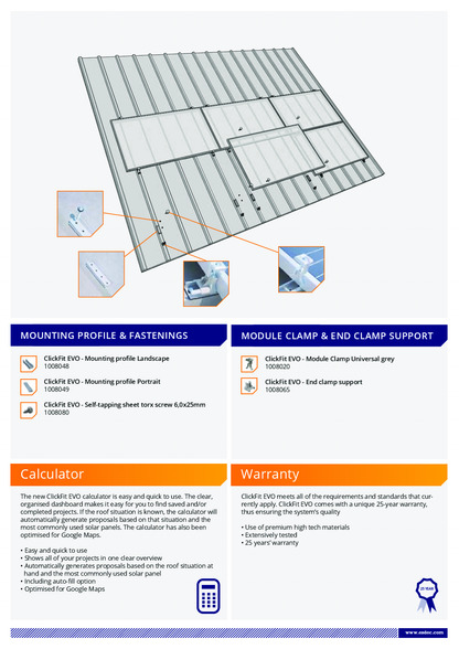 Esdec ClickFit EVO Montageprofil Trapezblechdach Hochformat