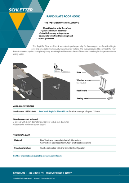 Schletter Schiefer Ersatzziegel Rapid2+ Slate125
