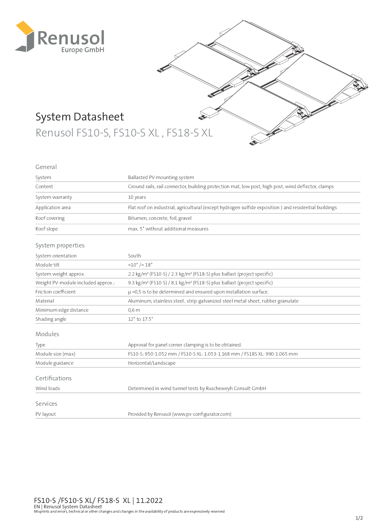 Renusol Streamliner FS10 S 1875 mm