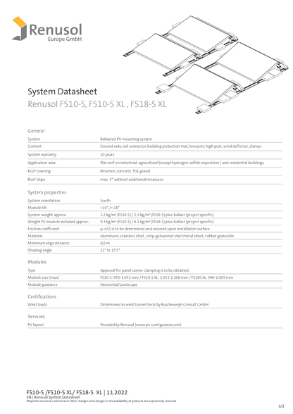 Renusol Streamliner FS10 S 1875 mm