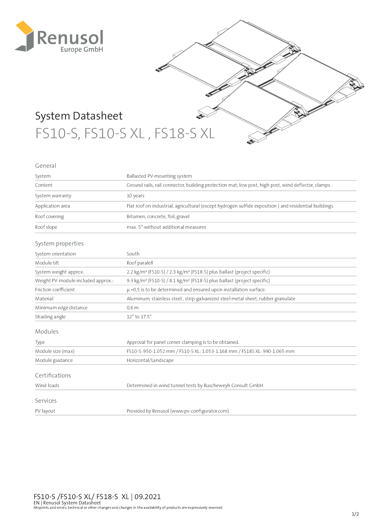 Renusol Bodenschiene FS18 S XL 1989 mm Länge