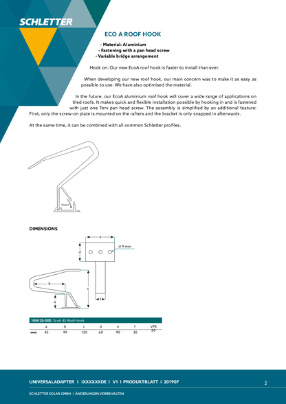 Schletter Dachhaken RapidA 45 Pro universal