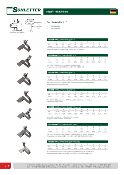 Schletter Dachhaken Rapid2+Pro 45