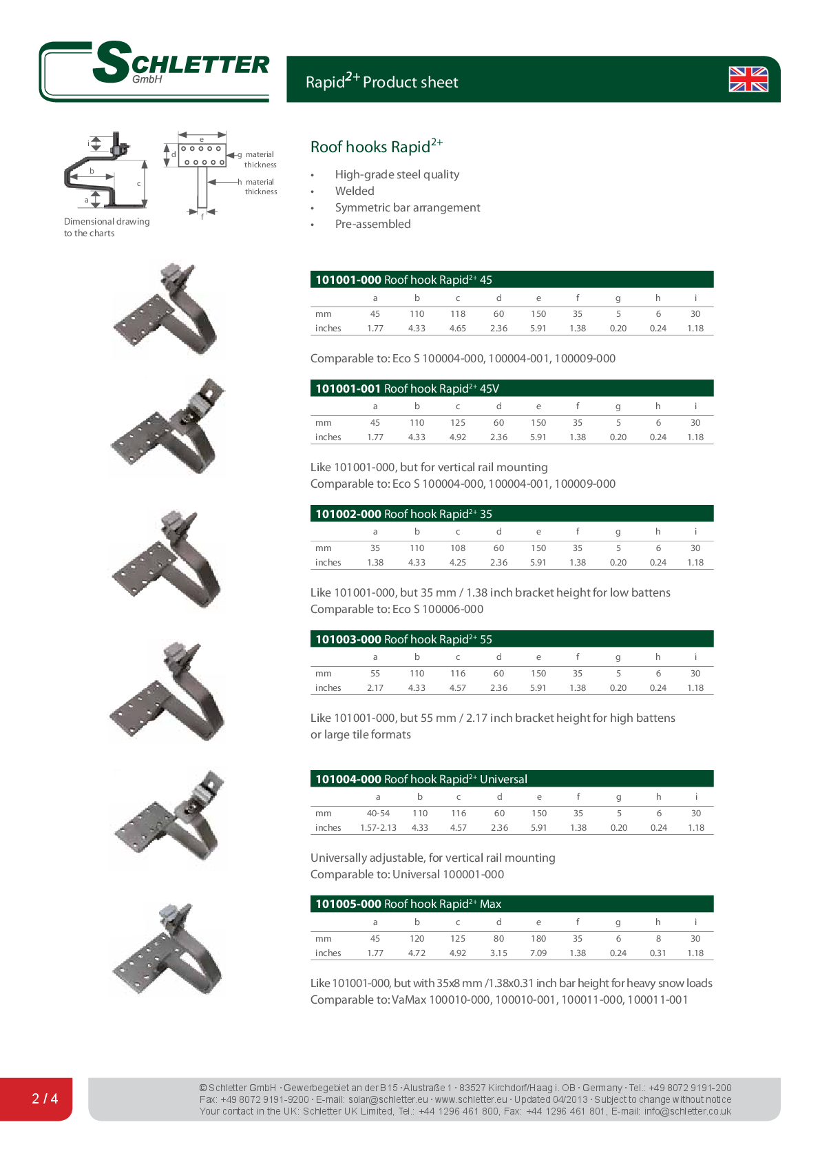 Schletter Dachhaken Rapid2+Pro 45