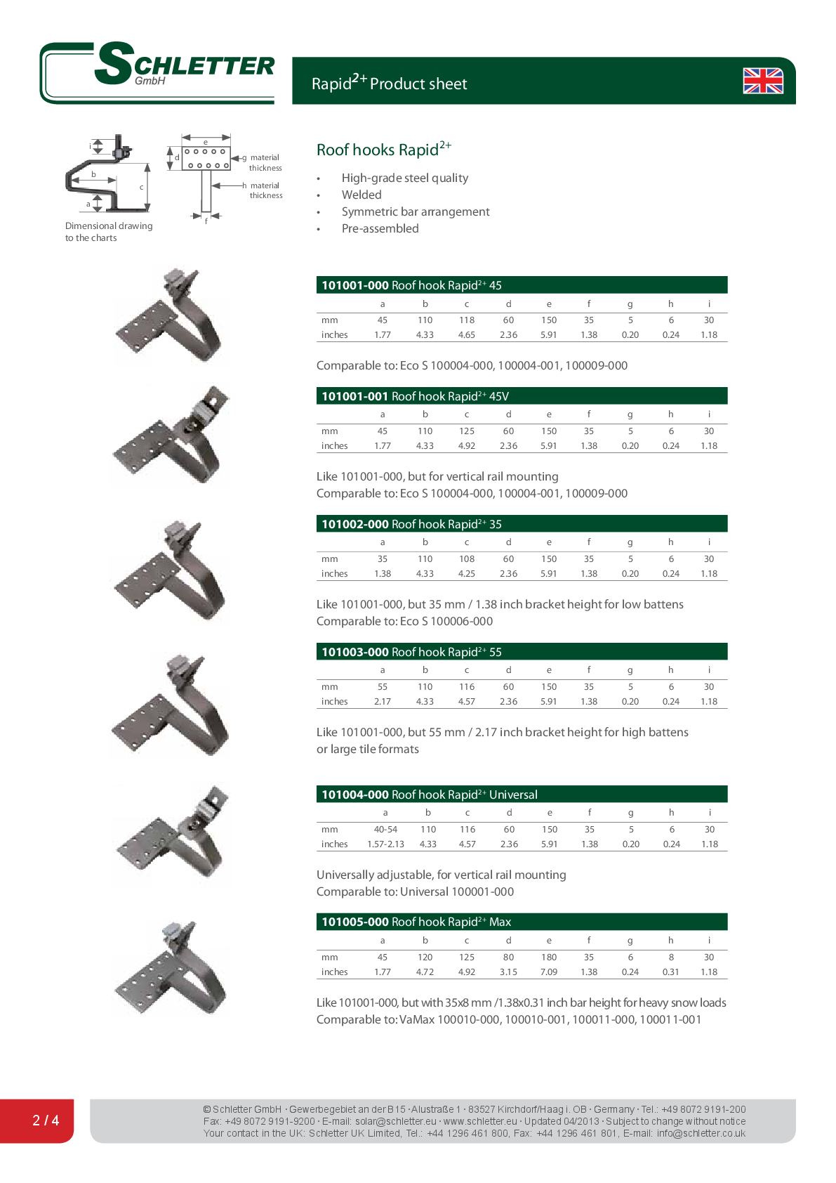 Schletter Dachhaken Rapid2+ Pro 45