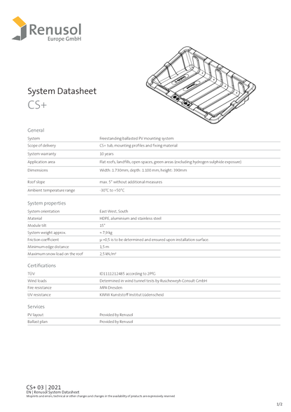 Renusol ConSole+ inkl. Montagematerial und U Profile