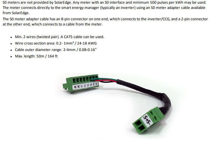 SolarEdge S0 Zähler Adapterkabel