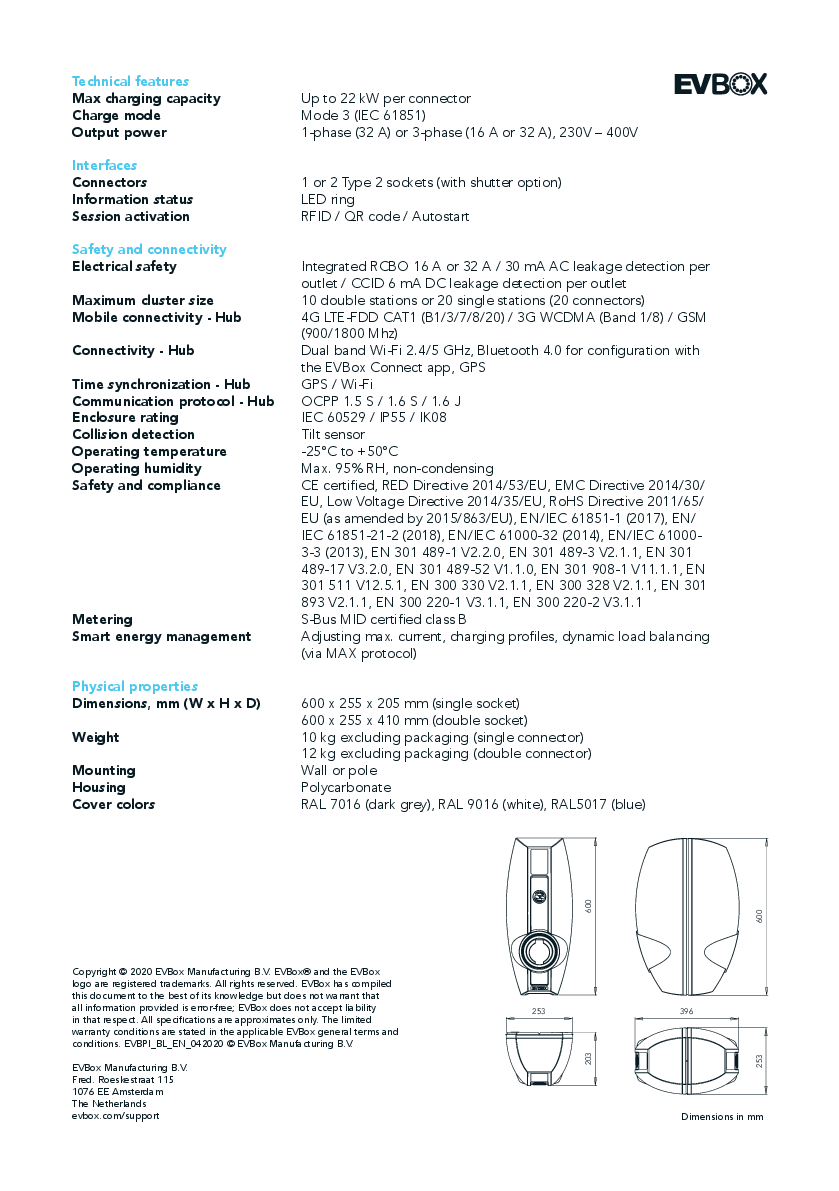 EVBox Adapterkit zur Befestigung der BusinessLine am Montagemast