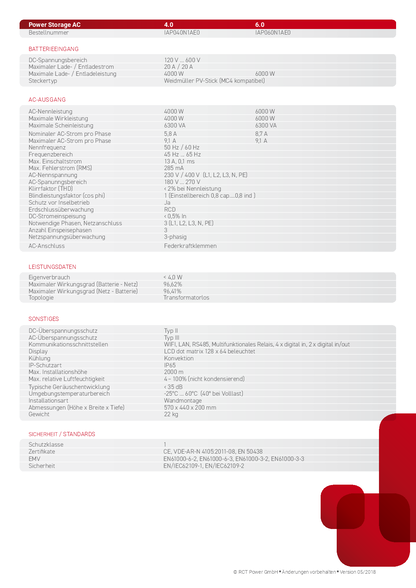 RCT Power Power Storage AC 4.0kW 3ph Batteriewechselrichter